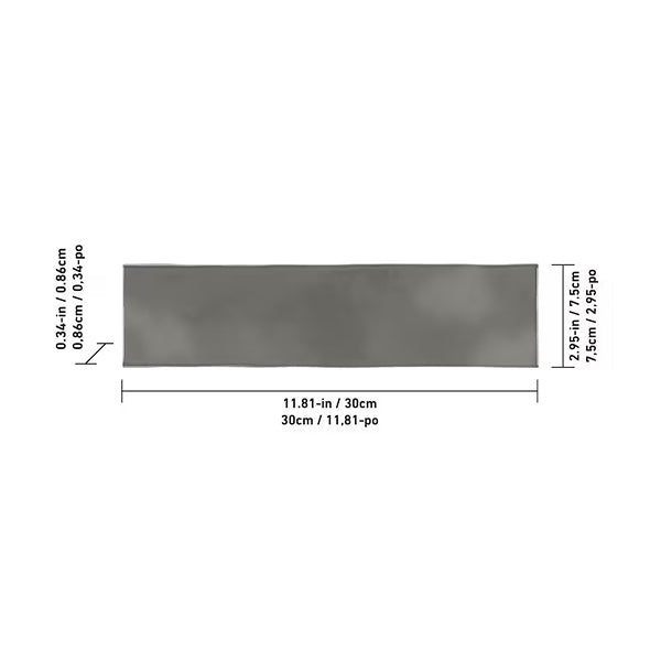 Anatolia Concordia Charcoal 3 inch x 12 inch Glossy Pressed Ceramic Wall Tile – 10.66 sq. ft. per Case, Textured High-Shine Finish