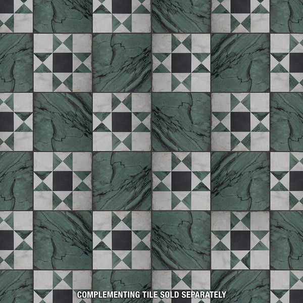 Merola Tile Renaissance Emerald Porcelain Tile 0.35 inch Thick 7.88 inch x 7.88 inch 6.3 sq. ft./Case Matte Marble Look Floor and Wall Tile