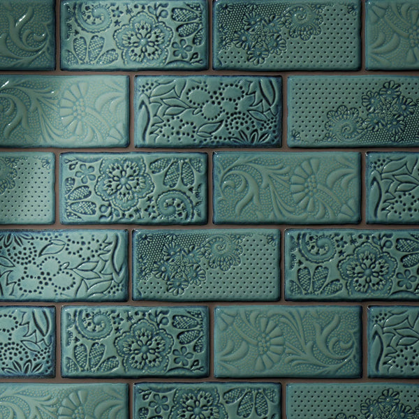 Merola Tile Antic Feelings Lava Verde 3 inch x 6 inch Ceramic Wall Tile – 4 sq.ft./case Glossy Patterned Finish