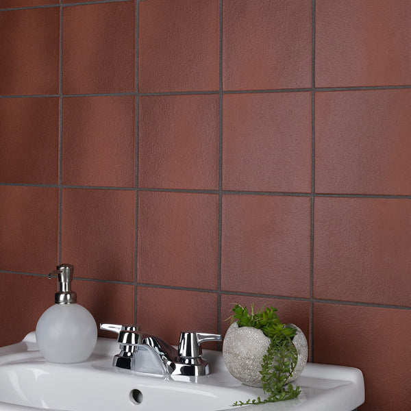 Carrelage de sol et mural en céramique rouge Merola Tile Quarry Flame épaisseur 0,46 pouce largeur 5,88 pouces 5,98 pi ca/caisse finition texturée non émaillée