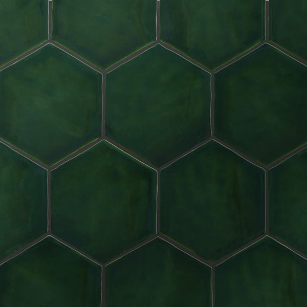 Merola Tile Viva Hex Antic Verde Ceramic Wall Tile 5.88 inch Width 6.75 inch Length 9.24 sq ft/case Glossy Hexagon Finish