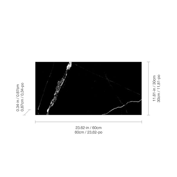 Anatolia Noir Abyss Porcelain Tile 0.34 inch Thickness 12 inch Width Matte Rectified 12 inch x 24 inch Floor and Wall Tile