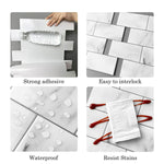 Charger l'image dans la visionneuse de galerie, Mureno Dimensions White Marble Subway Peel and Stick Rigid Vinyl Tiles 4 Pack