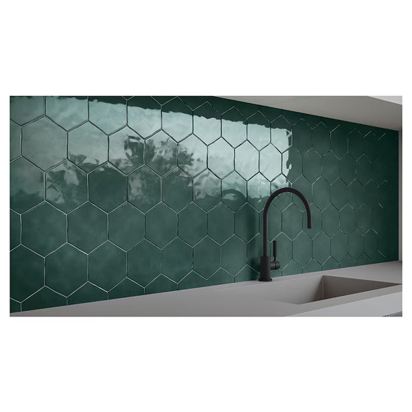 Anatolia Teramoda Emerald Hexagon Glossy Pressed Ceramic Wall Tile 6 inch – 6.67 sq.ft./case Glossy Green