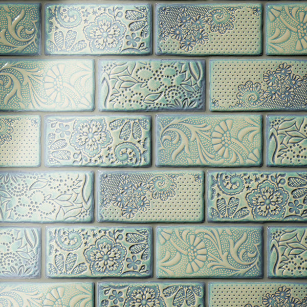 Merola Tile Antic Feelings Agua Marina 3 inch x 6 inch Ceramic Wall Tile – 4 sq.ft./case Glossy Patterned Finish