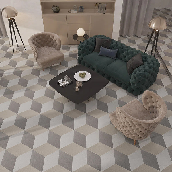 GlueCore Mosaic 12" x 17" 28mil Glue Down Vinyl Tile Flooring – Pumice Braid