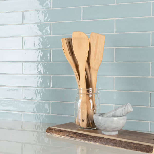 Merola Tile Chester Acqua 2 inch x 10 inch Ceramic Wall Tile 13.44 sq ft/case – Glossy Subway Finish