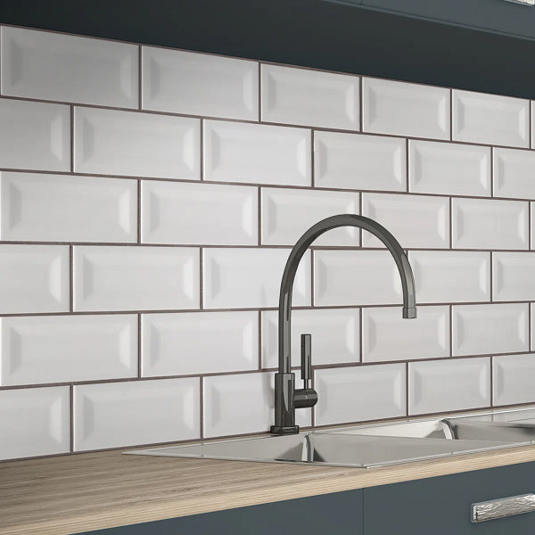 Segment Stone 3 in. x 6 in. Glossy Ceramic Inverted Beveled Wall Tile