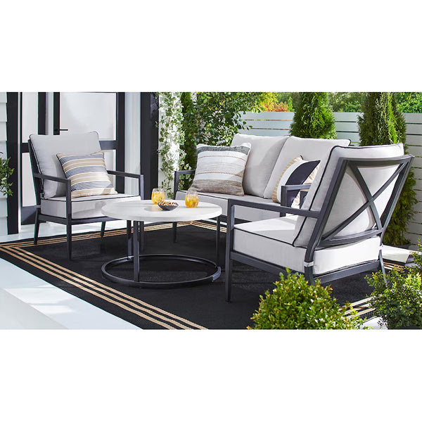 Hampton Bay Border Black/Beige 8 ft. x 10 ft. Indoor/Outdoor Area Rug – Fade Resistant Polypropylene Rug