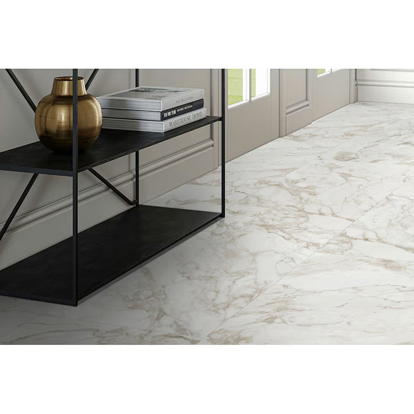 Anatolia Calacatta Crescente 24 inch x 48 inch Honed Rectified Porcelain Tile – 15.5 sq.ft. per Case