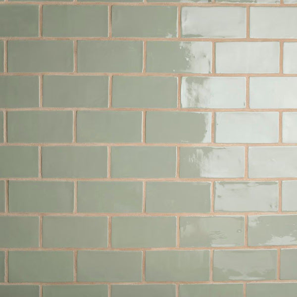 Merola Tile Chester Sage 3 inch x 6 inch Ceramic Wall Tile – 5.72 sq. ft. per Case, Glossy Smooth Finish
