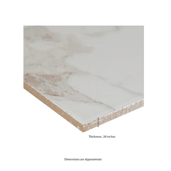 MSI Stone ULC Arctic Ravine Carrara White Porcelain Tile 0.37 inch Thickness 24 inch Width 16 sq. ft. Coverage Polished Finish Marble Look