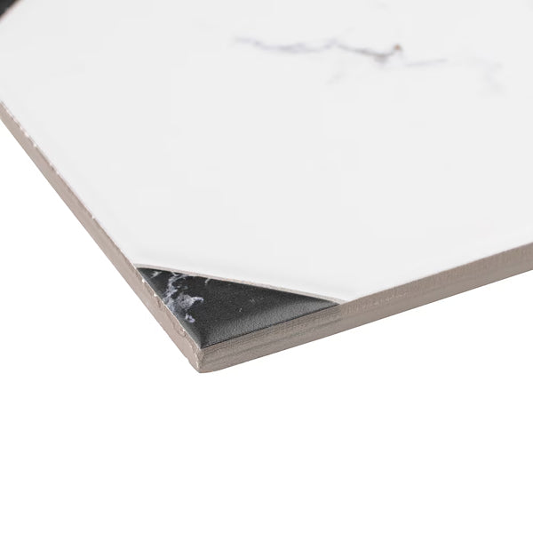Merola Tile Betera Blanco Porcelain Tile – 0.31 inch Thick, 13.13 inch x 13.13 inch, 10.98 sq.ft/Case – Matte Glazed Marble Look Finish