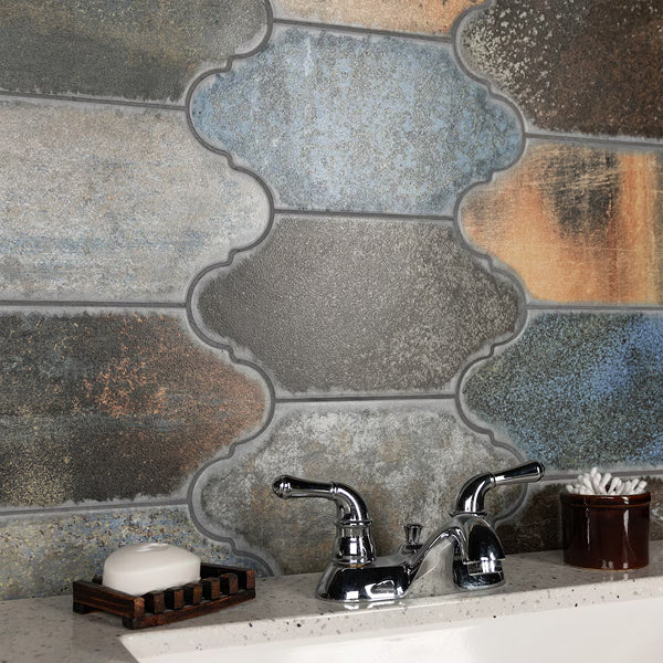 Merola Tile Dorne Provenzal Mix Porcelain Floor and Wall Tile 6.25 inch x 12.75 inch x 0.39 inch – 8.8 sq. ft./Case, Satin Textured Rustic Finish