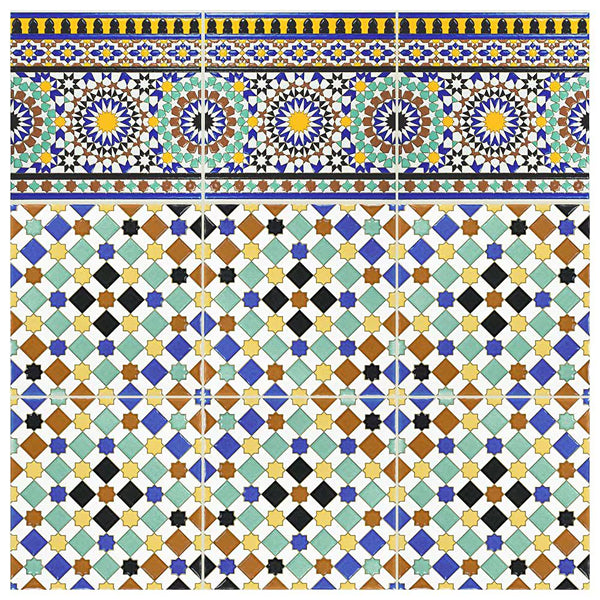 Merola Tile Sevillano Andalusia Cenefa Ceramic Wall Border Tile 7.88 inch Width 7.88 inch Length 11.46 sq ft/case Glossy Patterned Finish