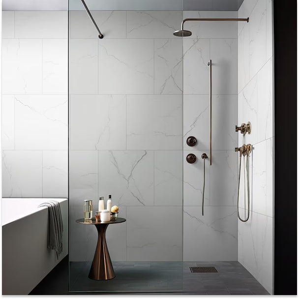 MSI Stone ULC Brighton Grey Matte Porcelain Tile 0.37 inch Thick x 24 inch Wide – 16 sq. ft. Coverage – Marble Look Matte Finish