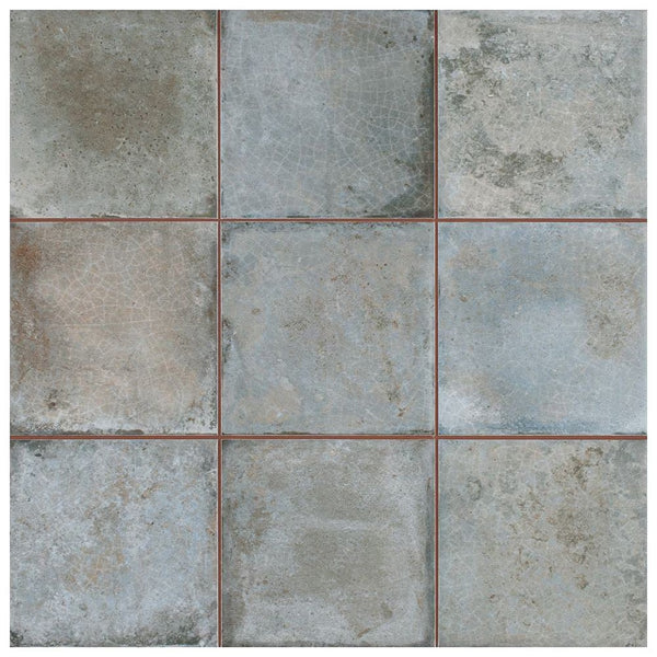 Merola Tile SAMPLE Kings Etna Encaustic Blue 13-1/8 inch x 13-1/8 inch Ceramic Floor and Wall Tile