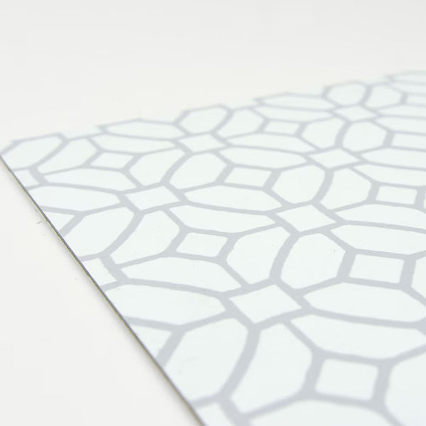 FloorPops Lattice Peel & Stick Floor Tiles Set of 20 – Grey & White Patterned Vinyl Tiles