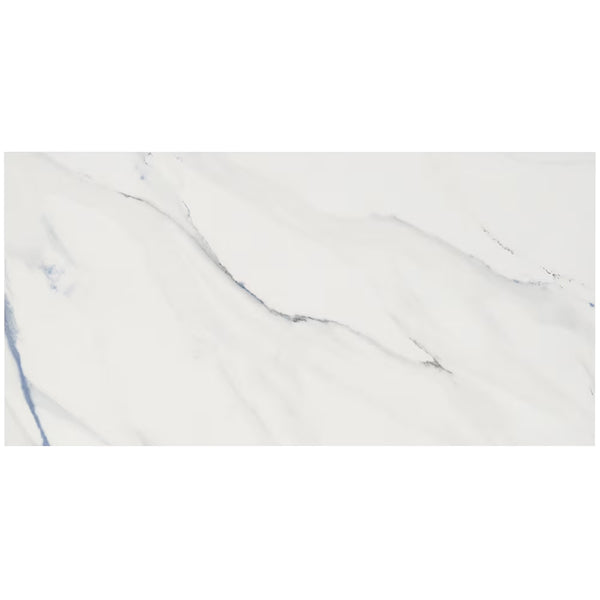 Ivy Hill Tile Calacatta Indigo Polished Porcelain Tile 12 inch x 24 inch 11.62 sq. ft./Case Marble Look Glossy Floor and Wall Tile