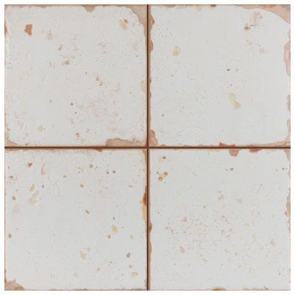 Merola Tile Artisan Blanco 13 inch x 13 inch Ceramic Floor and Wall Tile – 12.2 sq ft per Case, Vintage Spanish Style Stone Look Matte Finish