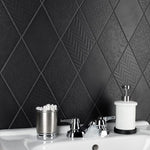 Load image into Gallery viewer, Merola Tile Rhombus Black 5-1/2-inch x 9-1/2-inch Semi-Gloss Porcelain Floor and Wall Tile (11.68 sq. ft. / case)