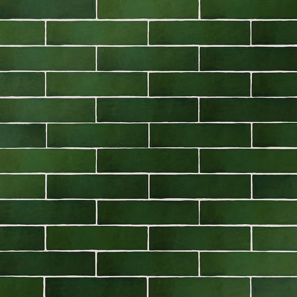 Merola Tile Viva Antic Verde Ceramic Wall Tile 0.35 inch Thick 3 inch Wide 4.16 sq ft/case Glossy Handmade Look