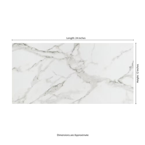 MSI Stone ULC Aviva Bianco 12 inch x 24 inch Glazed Polished Porcelain Floor and Wall Tile – 0.38 inch Thickness, Marble Look White Tile