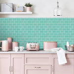 Charger l'image dans la visionneuse de galerie, Mureno Dimensions Teal Subway Peel and Stick Rigid Vinyl Tiles 4 Pack