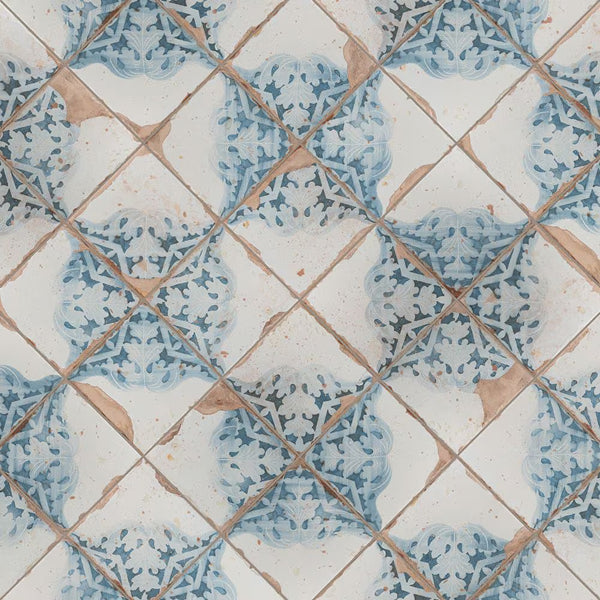 Merola Tile Artisan Azul Decor 13 inch x 13 inch Ceramic Floor and Wall Tile 12.2 sq. ft./case – Patterned Low Sheen Finish