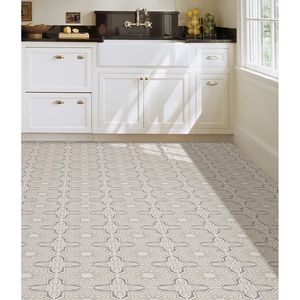 Medallion Pattern Gray/White/Beige 12 in. W x 12 in. L 2.54mm Luxury Vinyl Tile Flooring (10 sq.ft./case)