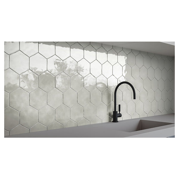 Anatolia Teramoda Bamboo 6 inch Hexagon Glossy Pressed Glazed Ceramic Wall Tile – 6.67 Sq. Ft. Coverage per Case