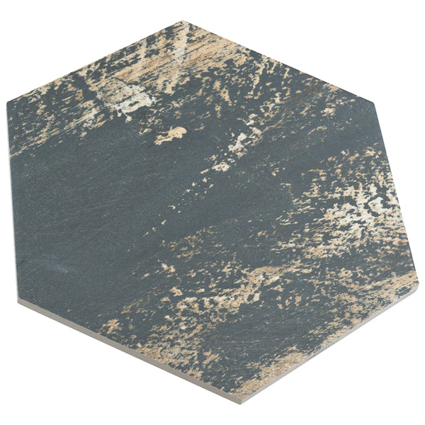 Merola Tile Gaugin Hex Catan Shadow Porcelain Floor and Wall Tile 8.5 inch x 9.75 inch x 0.39 inch – 11.28 sq. ft./Case, Matte Wood Look Hexagon Finish