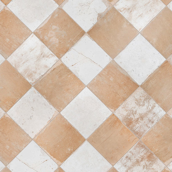 Merola Tile Kings Clay Checker Sand 17.63 inch x 17.63 inch Ceramic Floor and Wall Tile 10.95 sq. ft./case – Low Sheen Vintage Finish