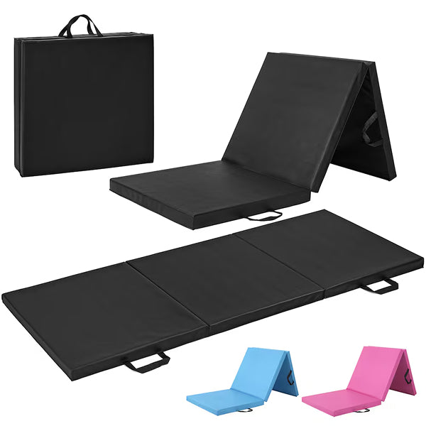 CAP Barbell All Purpose Folding Aerobic Fitness Gym & Gymnastics Mat 6 ft. x 2 ft. x 2 inch Thick Black Exercise Mat