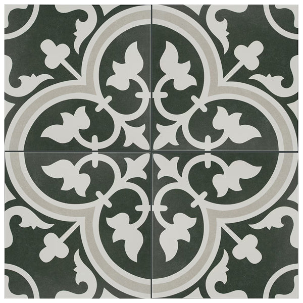 Merola Tile Arte Black Porcelain Floor & Wall Tile 0.4 inch Thick x 9.75 inch Wide Black Square – 10.88 sq. ft./Case, Glazed Satin Finish