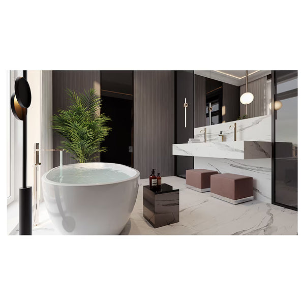 Anatolia Statuario Porcelain Tile 24 inch x 48 inch 15.5 sq. ft./case Polished Rectified Large Format Glossy Finish
