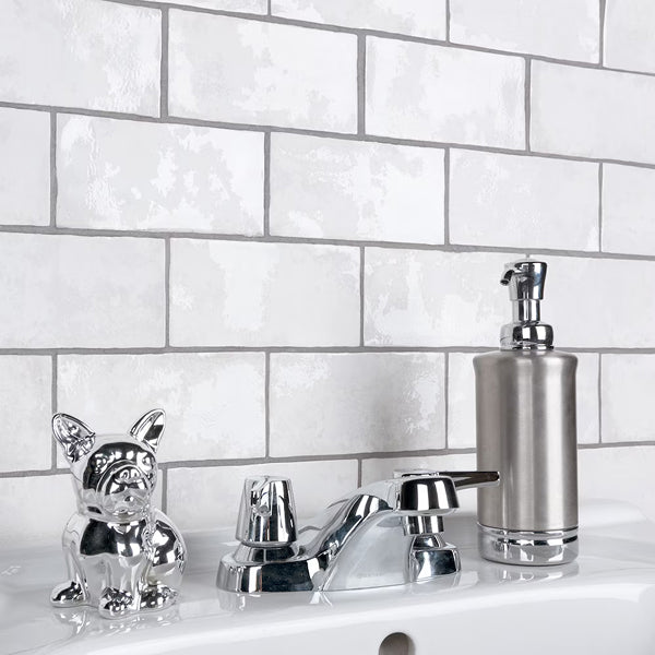 Merola Tile Biarritz White 3 inch x 6 inch Ceramic Wall Tile – 5.72 Sq. Ft. Coverage per Case