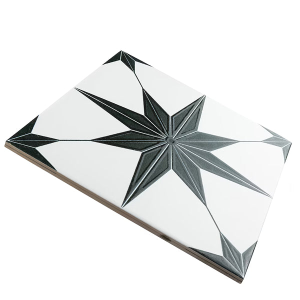 Merola Tile Stella Luxe Nero Porcelain Tile 0.39 inch Thick 9.75 inch x 9.75 inch 10.88 sq ft/case Mixed Finish