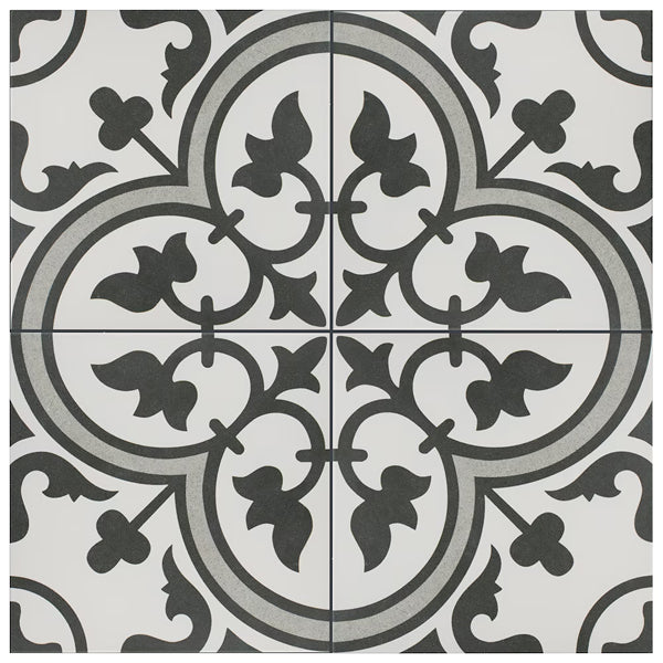 Merola Tile Arte Grey Porcelain Floor & Wall Tile 0.4 inch Thick x 9.75 inch Wide Grey Square – 10.88 sq. ft./Case, Glazed Satin Finish