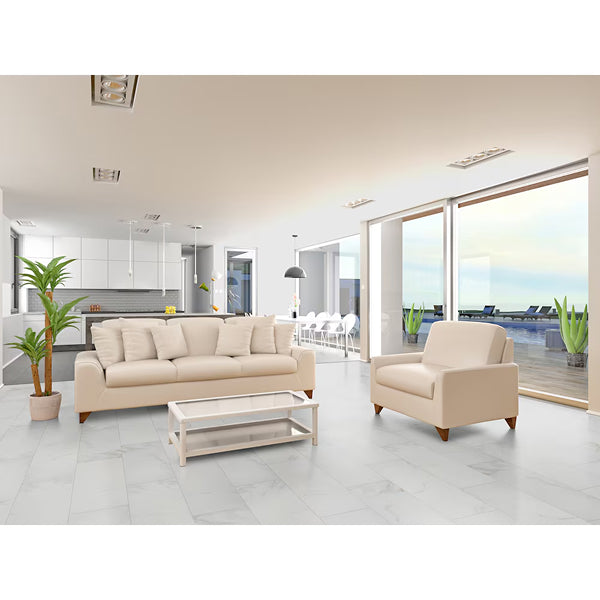 MSI Stone ULC Arctic Ravine Carrara White Porcelain Tile 0.37 inch Thickness 24 inch Width 16 sq. ft. Coverage Polished Finish Marble Look