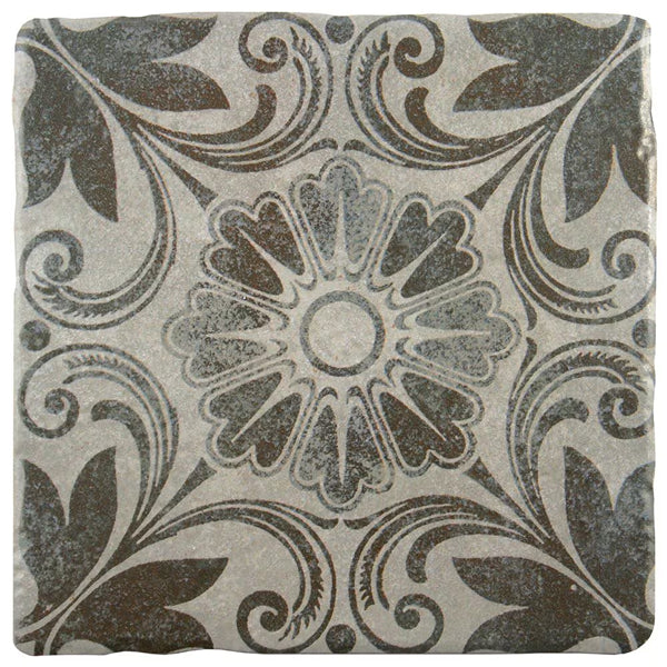 Merola Tile Costa Cendra Decor Dahlia 7-3/4 inch x 7-3/4 inch Ceramic Floor and Wall Tile – 11.11 sq. ft. per Case, Glazed Textured Finish