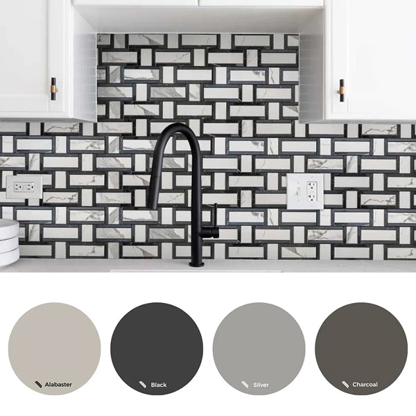 Stately Tre Basketweave 9.5" x 14" Porcelain Marble Look Wall & Floor Tile