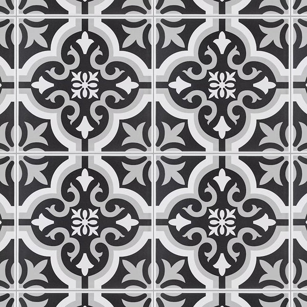Merola Tile Harmonia Kings Marrakech Blue Ceramic Floor and Wall Tile 13 inch Width 13 inch Length 12.19 sq ft/case Patterned Matte Finish