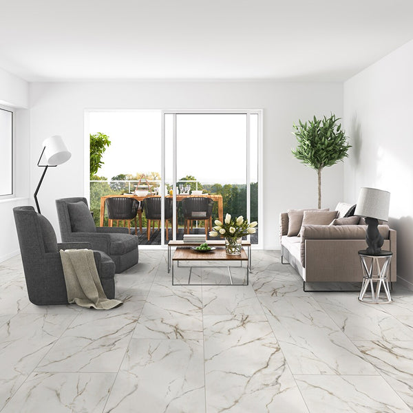 MSI Stone ULC Leonardo Venato Porcelain Tile 0.37 inch Thickness 24 inch Width 16 sq. ft. Coverage Polished Finish Marble Look