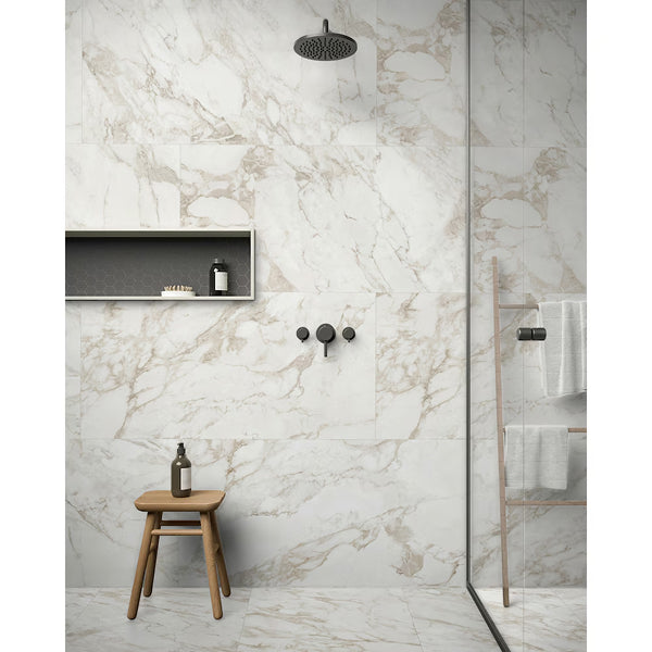 Anatolia Calacatta Crescente 24 inch x 48 inch Honed Rectified Porcelain Tile – 15.5 sq.ft. per Case