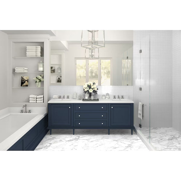 Anatolia 24 inch x 24 inch Domani Bianco Polished Rectified Marble Look Porcelain Tile 15.5 sq ft per Case
