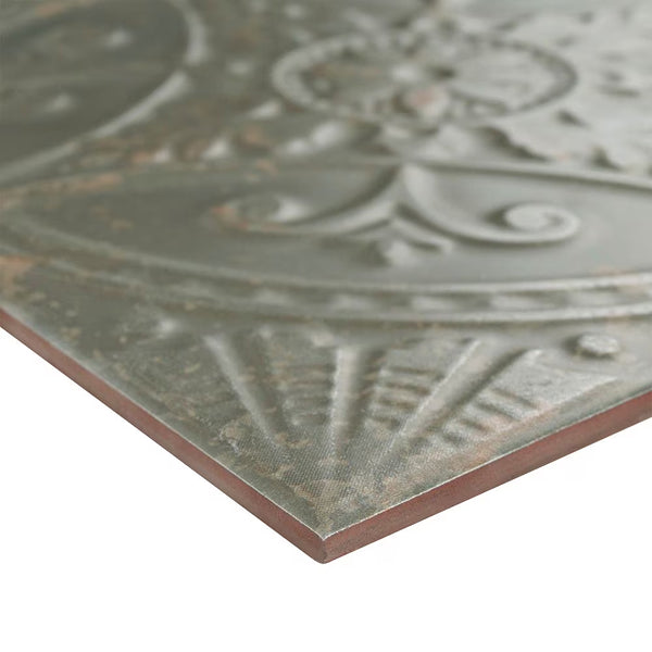 Merola Tile Saja Nero Ceramic Floor and Wall Tile 0.39 inch Thick 13 inch Wide 12.0 sq. ft. per Case – Glazed Textured Vintage Finish