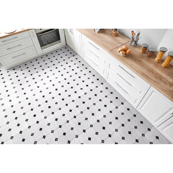 Merola Tile Betera Blanco Porcelain Tile – 0.31 inch Thick, 13.13 inch x 13.13 inch, 10.98 sq.ft/Case – Matte Glazed Marble Look Finish