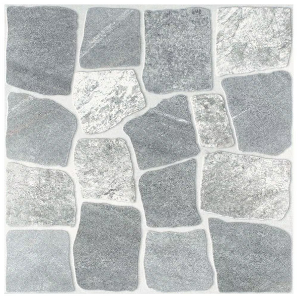 Merola Tile Laja Gris 17.75 inch x 17.75 inch Ceramic Floor and Wall Tile 24.42 sq. ft./case – Stone Look Textured High Sheen Finish