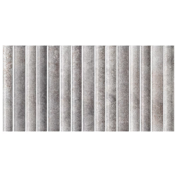 Merola Tile Rubik Greige Ceramic Wall Tile 0.35 inch Thick 5.88 inch Wide 10.78 sq. ft. per Case – Glossy Fluted Finish